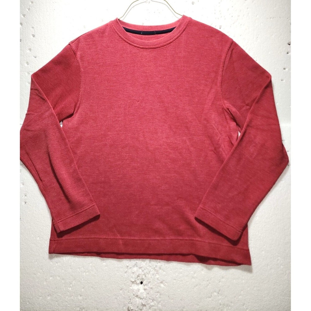 Sweater Men Red Pullover Long Sleeve Round Neck Unknown Brand & Size Tag Remove